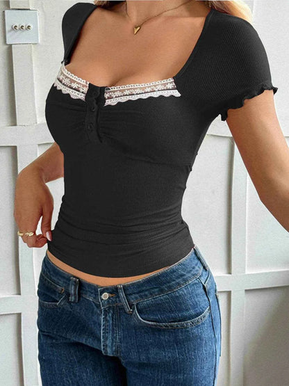 Lace Detail Short Sleeve T-Shirt Trendsi 78efafe1de354abda9bc00c859ed33eb-Max-Origin