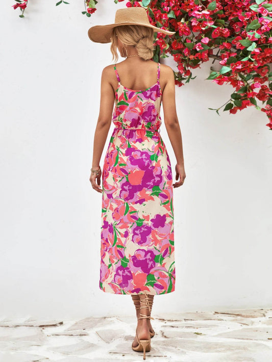 Printed Spaghetti Strap Front Slit Dress Trendsi 793d2d0edf794645bf1650e91af05a67-Max