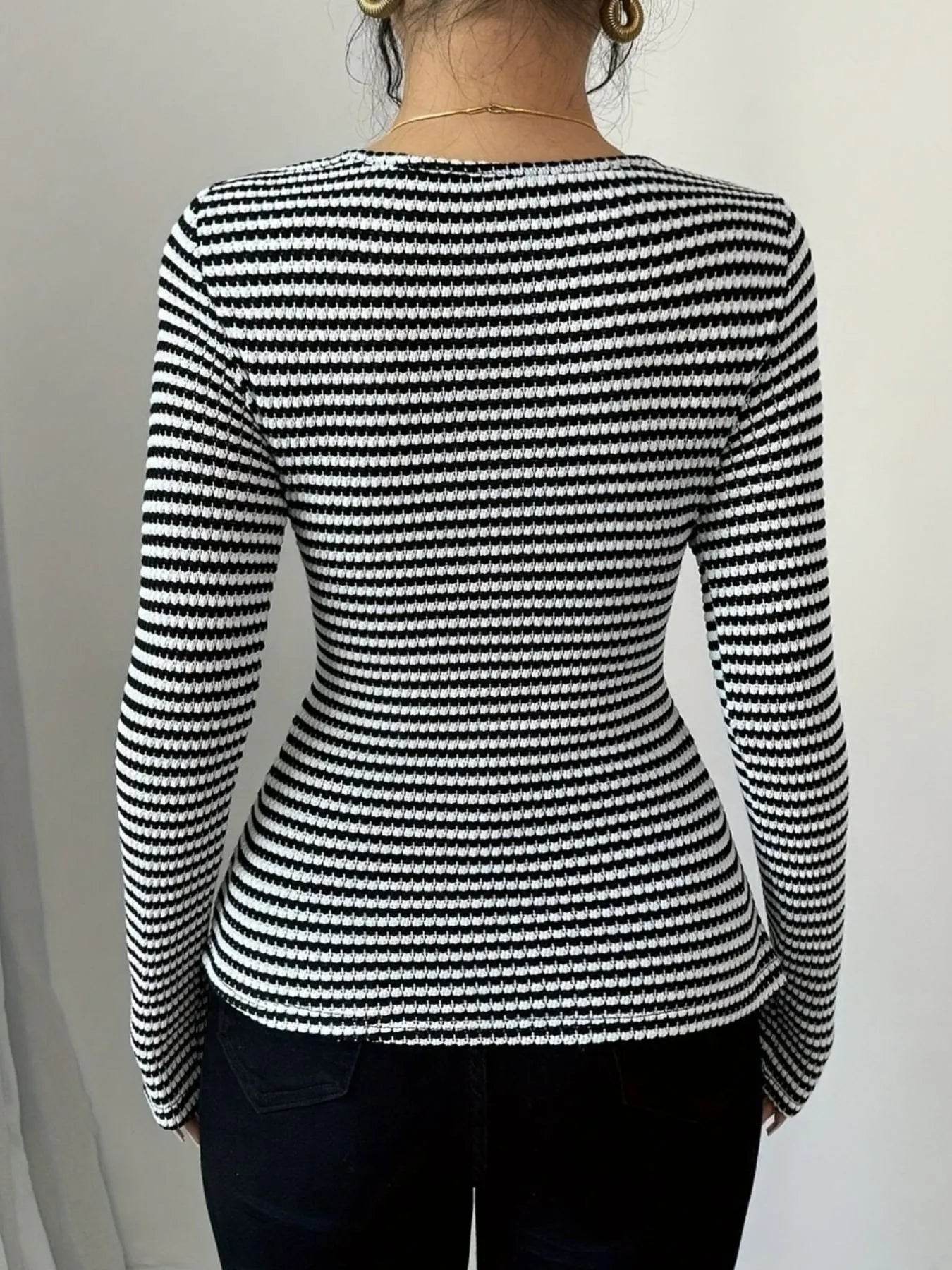 Striped Cowl Neck Long Sleeve T-Shirt Trendsi 796df03c-4682-4d9c-bd5c-fe4c757a5622-Max-Origin