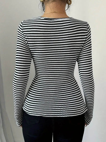 Striped Cowl Neck Long Sleeve T-Shirt Trendsi 796df03c-4682-4d9c-bd5c-fe4c757a5622-Max-Origin