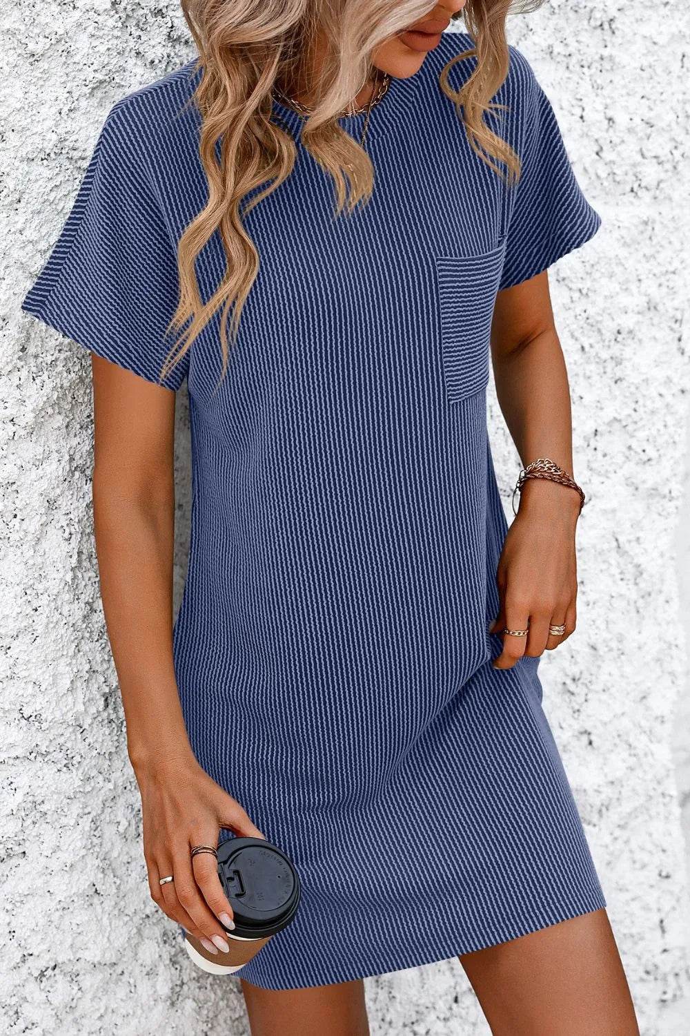 Mandy Ribbed Striped Short Sleeve Mini Tee Dress Trendsi 7971863e-9c89-4fec-b5aa-946ad231179e-Max