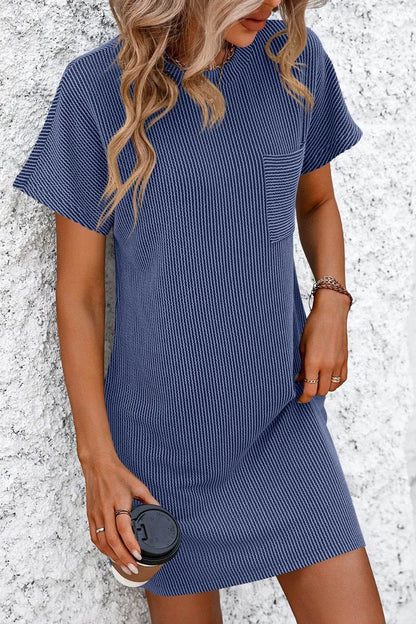 Mandy Ribbed Striped Short Sleeve Mini Tee Dress Trendsi 7971863e-9c89-4fec-b5aa-946ad231179e-Max