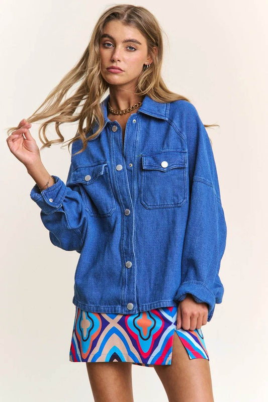 J.NNA Snap Down Long Sleeve Denim Shacket Dark Denim Trendsi 7972ff0f-c056-4f8d-93fd-81b12e8226e9-Max
