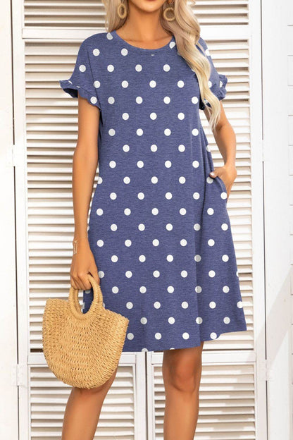 Flounce Sleeve Round Neck Dress with Pockets Dusty Blue Trendsi 79c1a56936ef44ed8a3a27e2ae521bdc-Max