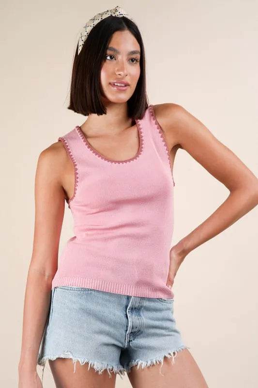 VERY J Blanket Style Sleeveless Knit Tank Trendsi 79c4a8e415dc4dec81dea685cdf5282e-Max-Origin