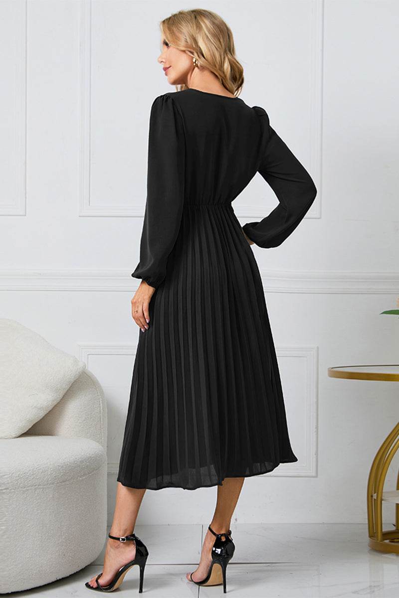 V-Neck Long Sleeve Tie Waist Midi Dress Trendsi 79c4ec67df1745d9adc75b2c18f036e7-Max