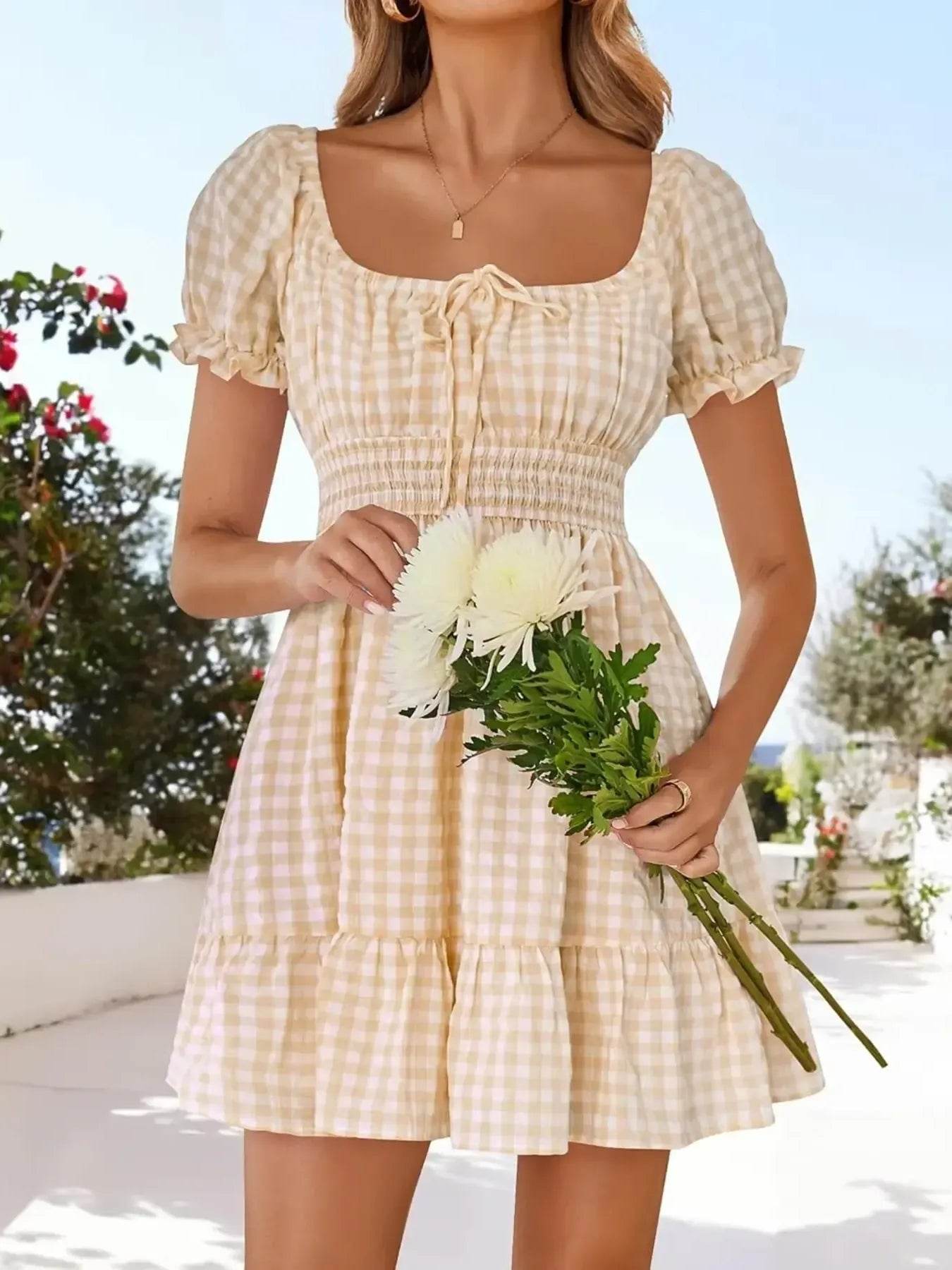 Gingham Smocked Puff Sleeve Summer Dress Trendsi 7a00f65ef578448fa0075e73985afe72-Max-Origin