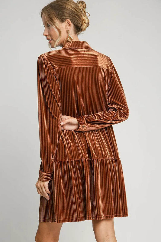 Umgee Texture Tiered Collared Long Sleeve Dress Trendsi 7a0e3aa9-a2b3-482d-adca-bf71ffcca7ee-Max