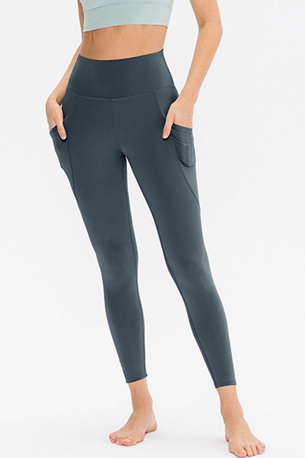 Slim Fit Long Active Leggings with Pockets Dark Gray Trendsi 7a173d8c1b284b088c7e010dd95f6025-Max