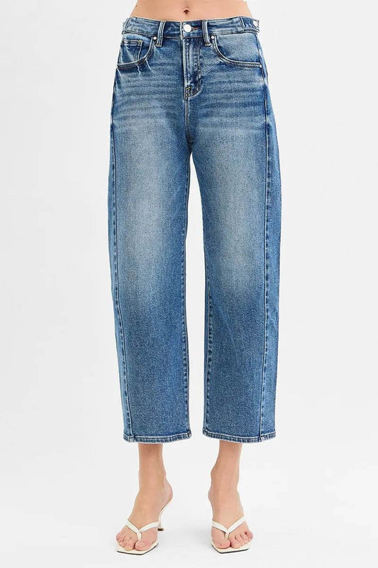 RISEN High Rise Crop Length Barrel Adjustable Waist Band Jeans Trendsi 7a24232cd1ed4c1f819db38c392ccbcd-Max-Origin