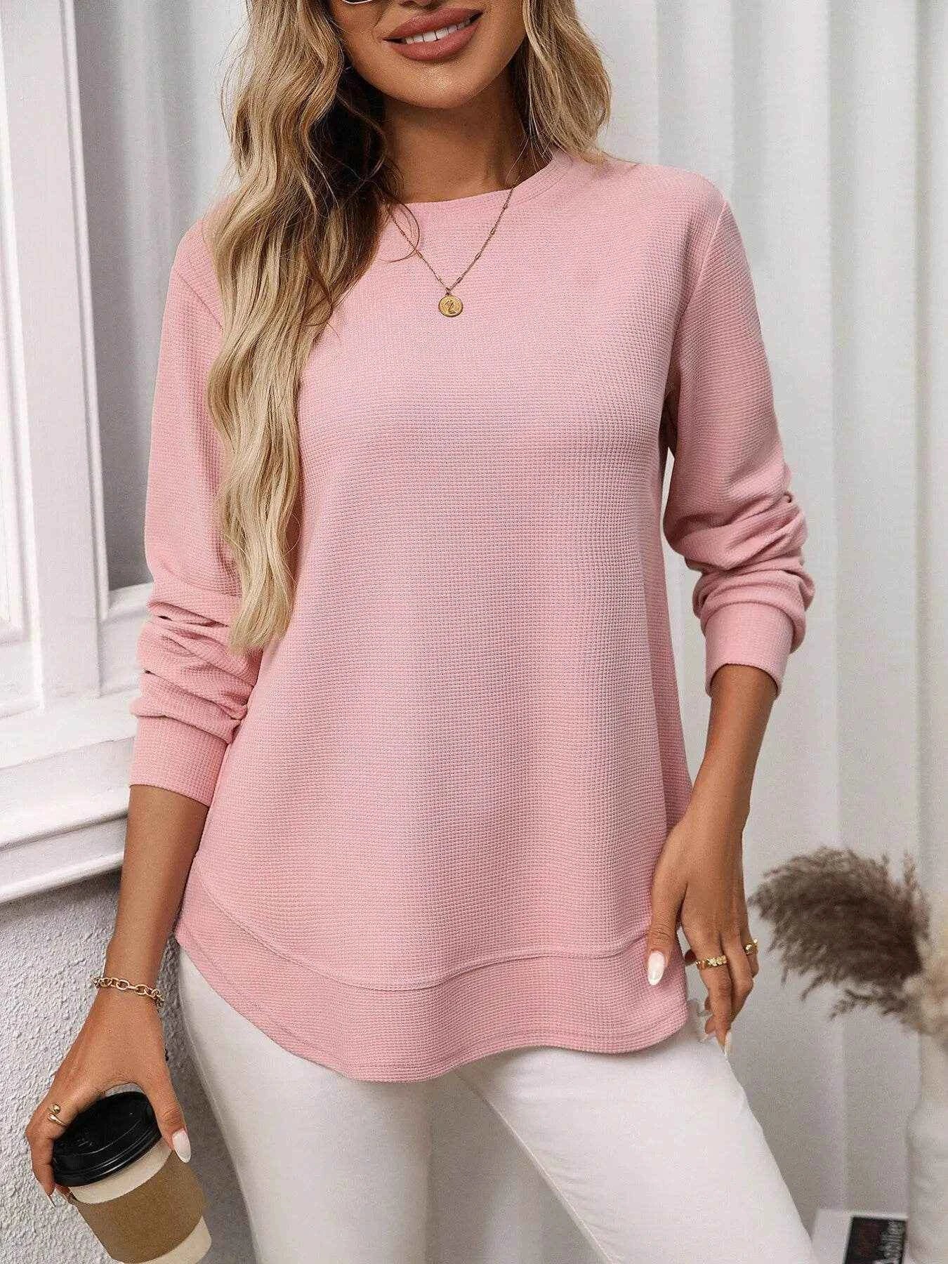Long Sleeve Round Neck T-Shirt Pink Trendsi 7a24711f9116457398725d81c12689ab-Max-Origin