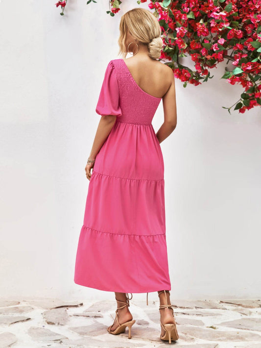 Smocked One-Shoulder Midi Dress Trendsi 7a2675836ed1416fbc8ce2bc8a93e430-Max