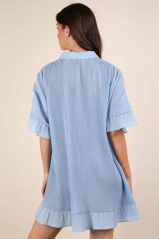 VERY J Pleated Detail Button Down Mini Dress Trendsi 7a2c2590b7dc4dea8242c1a2084c31b4-Max-Origin