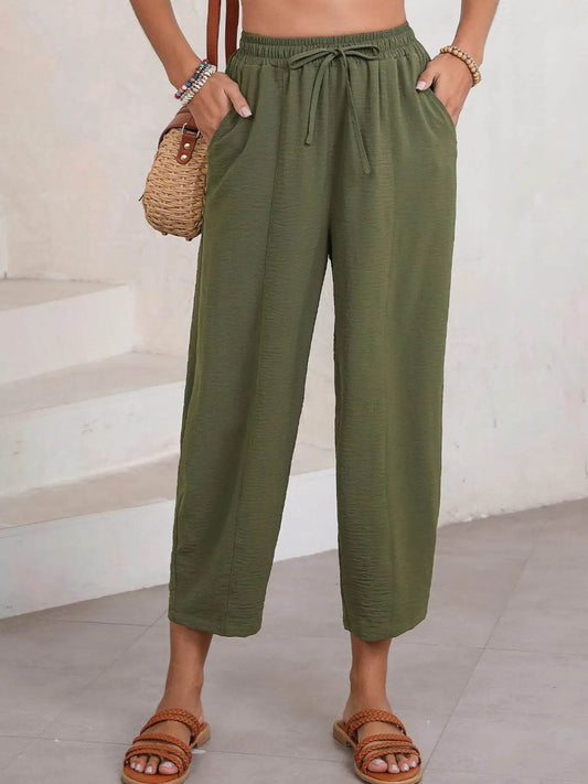 Full Size Drawstring Wide Leg Cropped Pants Plus Size Army Green Trendsi 7a3c99c87361465db4ec7d7fee804fb3-Max-Origin