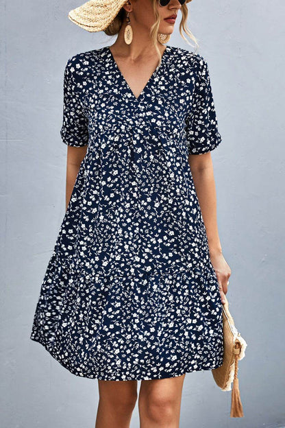 Ditsy Floral Empire Waist Plunge Short Sleeve Dress Dark Blue Trendsi 7ad4b4d6aa2243698e715ab75fc91bfa-Max