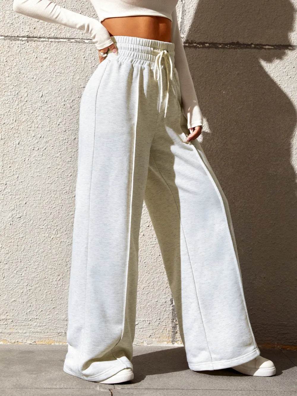 Honey Drawstring Elastic Waist Wide Leg Pants Trendsi 7af701aa-5536-4f38-b452-3d065675c95f-Max