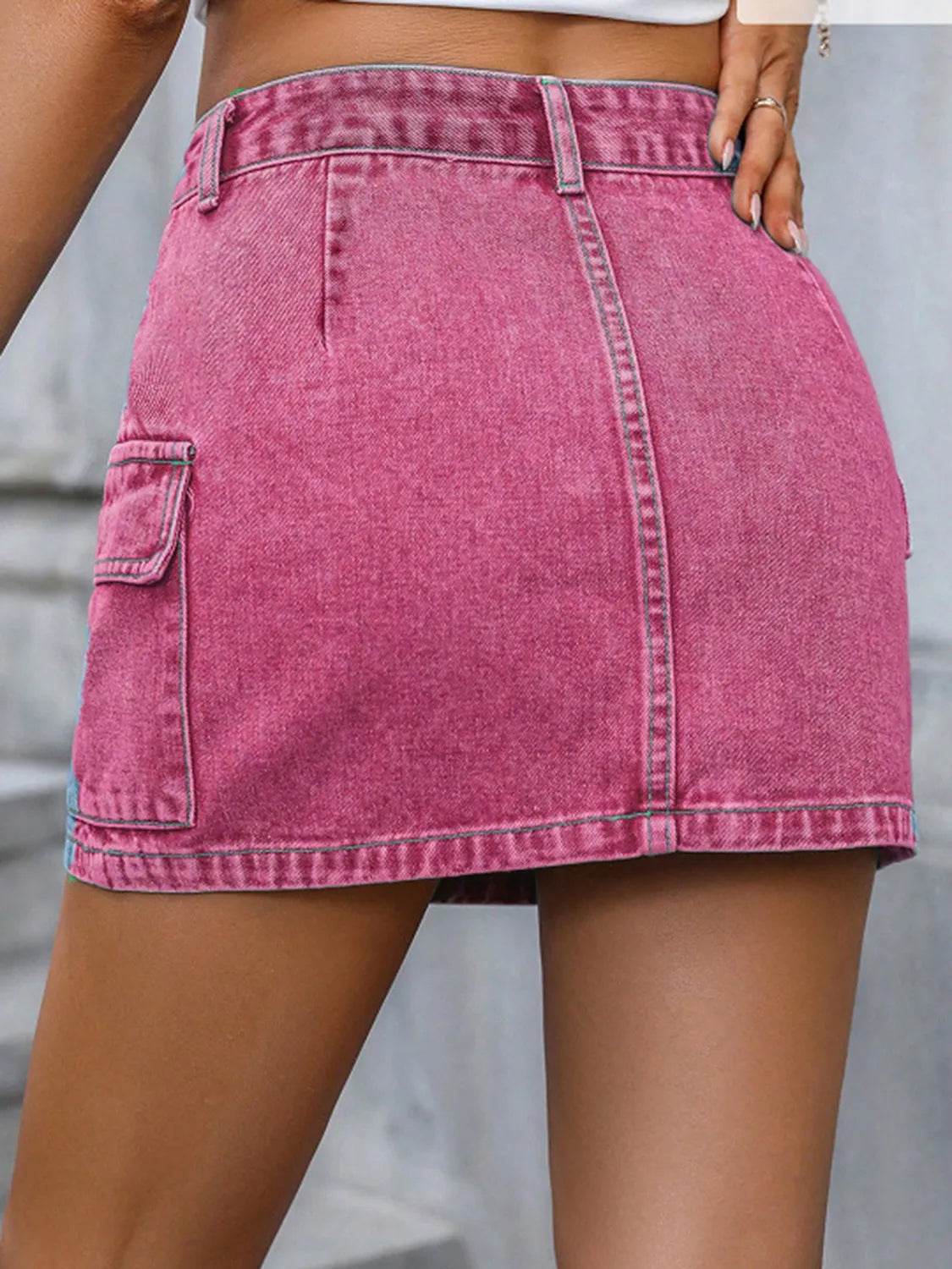 Pocketed Denim Mini Skirt Trendsi 7b005af2-20da-456d-8f93-49da10e29f29-Max-Origin
