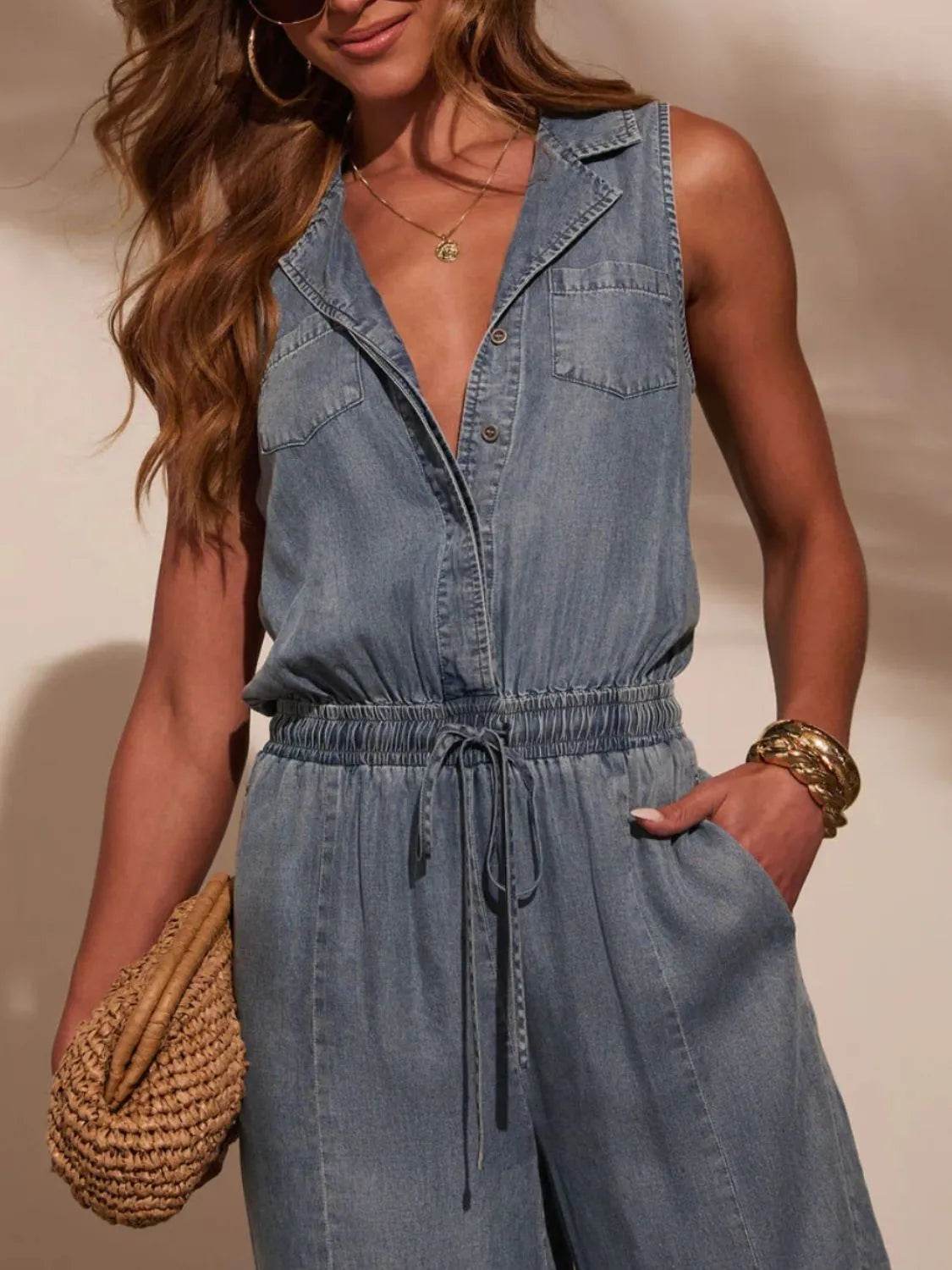 Sleeveless Drawstring Waist Washed Denim Jumpsuit Trendsi 7b18ffaa-48a7-4c9d-8dcb-93a4f33acee7-Max-Origin
