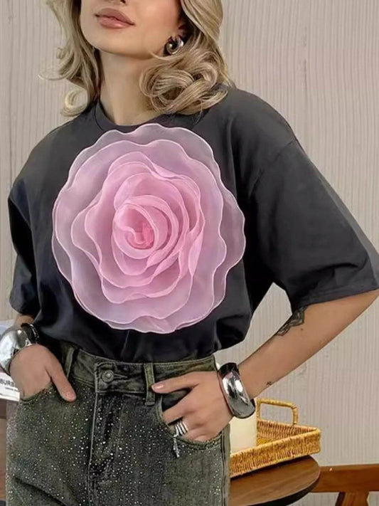 Flower Round Neck Short Sleeve T-Shirt Trendsi 7b24c673-41e2-4378-be56-e0507c6cd080-Max-Origin