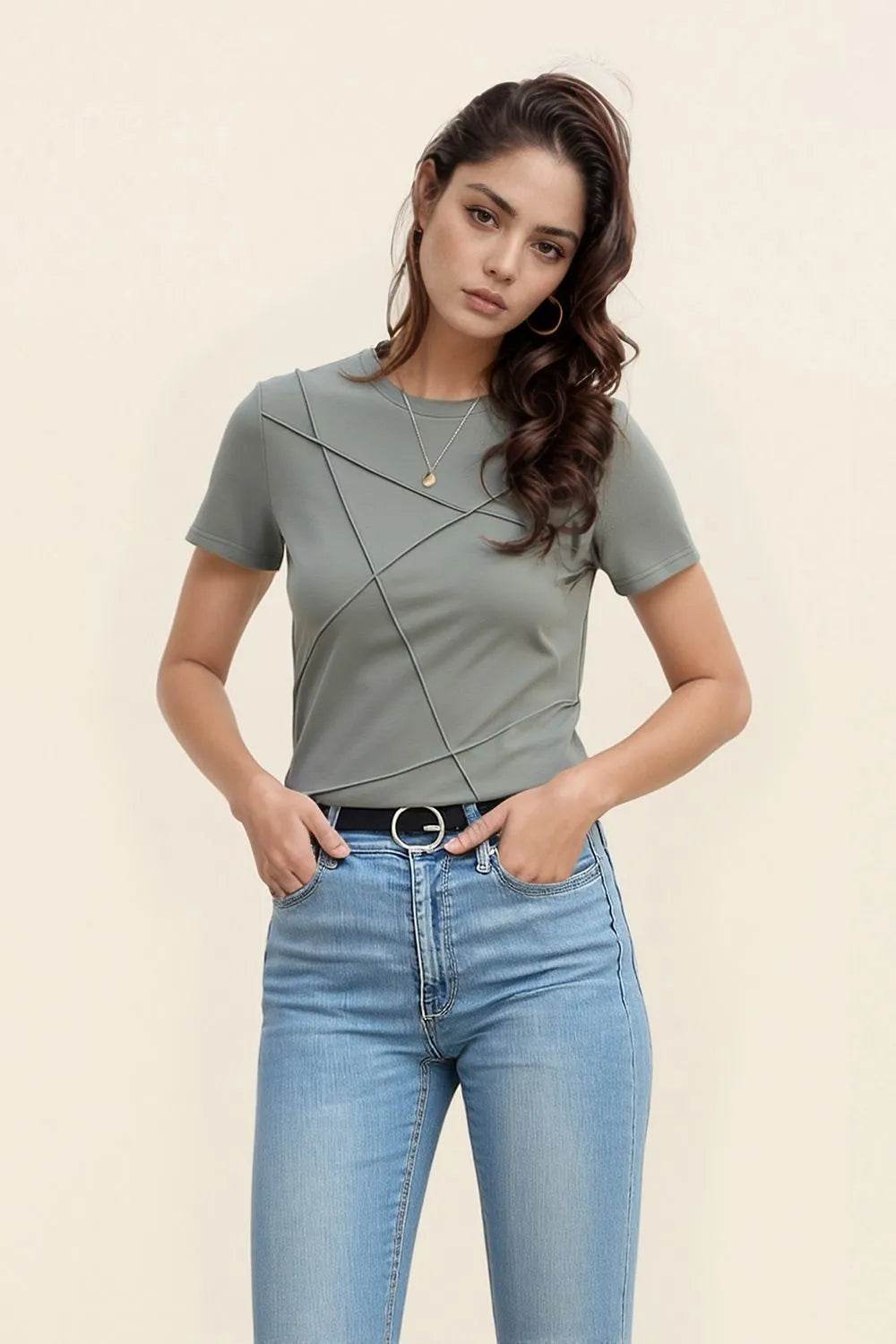 Solid Color Round Neck T Shirt Gray Trendsi 7b2c2eb0-36eb-4aec-b3dd-7e8cb149256d-Max-Origin
