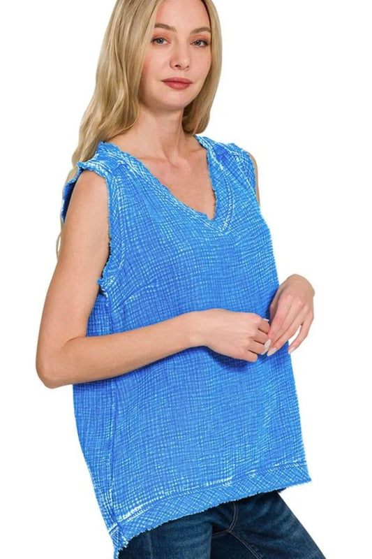 Zenana Double Gauze Raw Edge Acid Washed Tank OCEAN BLUE Trendsi 7b4ddc3b-63a7-479a-911a-28769560d0aa-Max-Origin