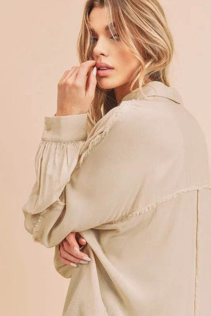 Aemi + Co Raw Edge Exposed Seam Collared Neck Long Sleeve Shirt Trendsi 7b63c763-67b6-4d89-b7d7-29e2e6b17d88-Max