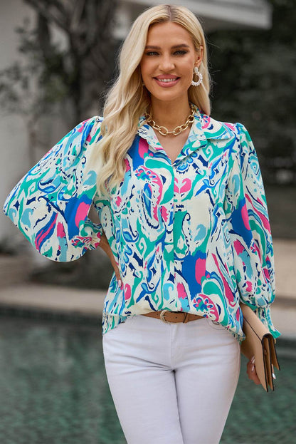 Printed Puff Sleeve Collared Blouse Trendsi 7b84ca1a9a9b4285b7b4a66c45e8a308-Max