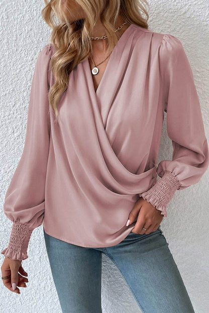 Surplice Neck Lantern Sleeve Blouse Trendsi 7b96742f7c85435fbf4f63514f1b6086-Max