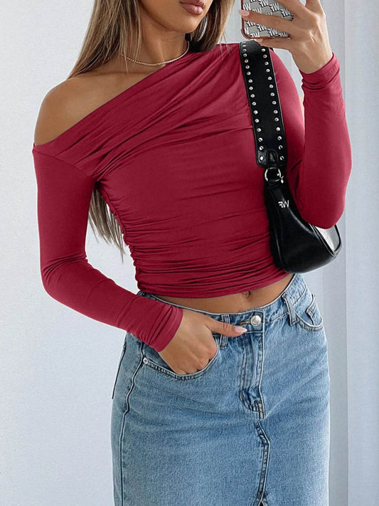 Ruffled Single Shoulder T-Shirt Trendsi 7ba3db0314b348af92e77869c4e9eecd-Max-Origin