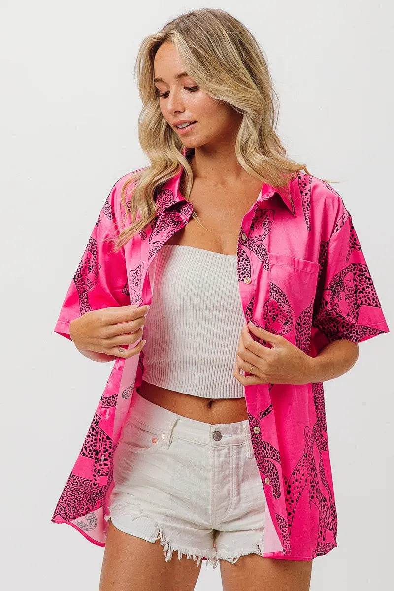 BiBi Leopard Print Short Sleeve Silky Satin Shirt Top Trendsi 7ba7bc2e7970413b911c0d63c475eb12-Max-Origin