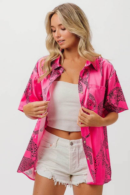 BiBi Leopard Print Short Sleeve Silky Satin Shirt Top Trendsi 7ba7bc2e7970413b911c0d63c475eb12-Max-Origin