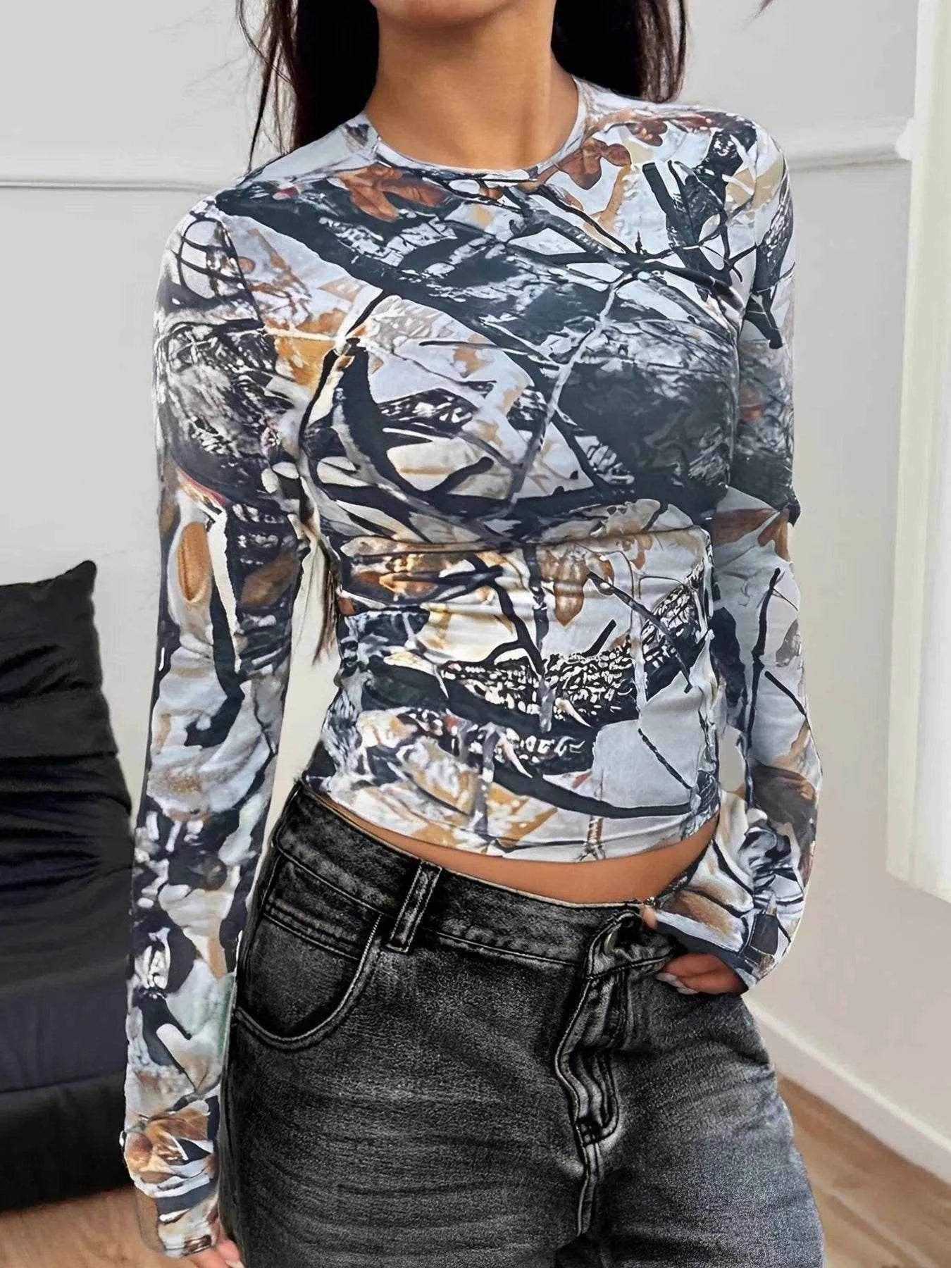 Printed Long Sleeve T-Shirt Trendsi 7baf007b157a4f9bb1969c9e88a4f217-Max-Origin