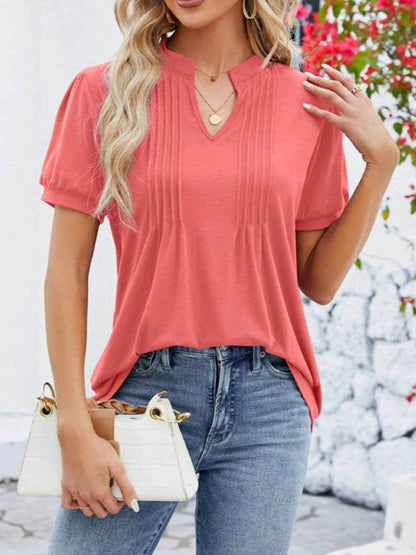 Notched Short Sleeve T-Shirt Trendsi 7bba3d04-5f7b-408a-8017-386588a19c26-Max-Origin