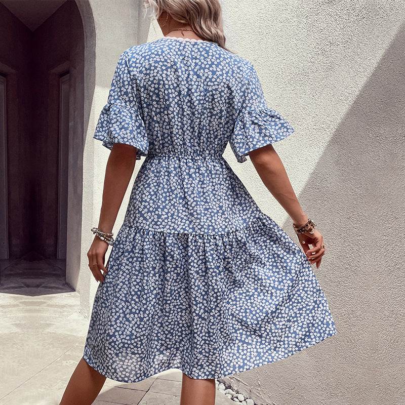 Perfee Floral Flounce Sleeve V-Neck Dress Trendsi 7c0e705864344f06ba288b9935778ea8-Max