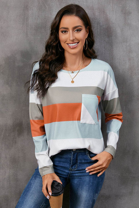 Wide Stripe Top with Pocket Charcoal Trendsi 7c331366f5f74d75912534f44e3504f8-Max