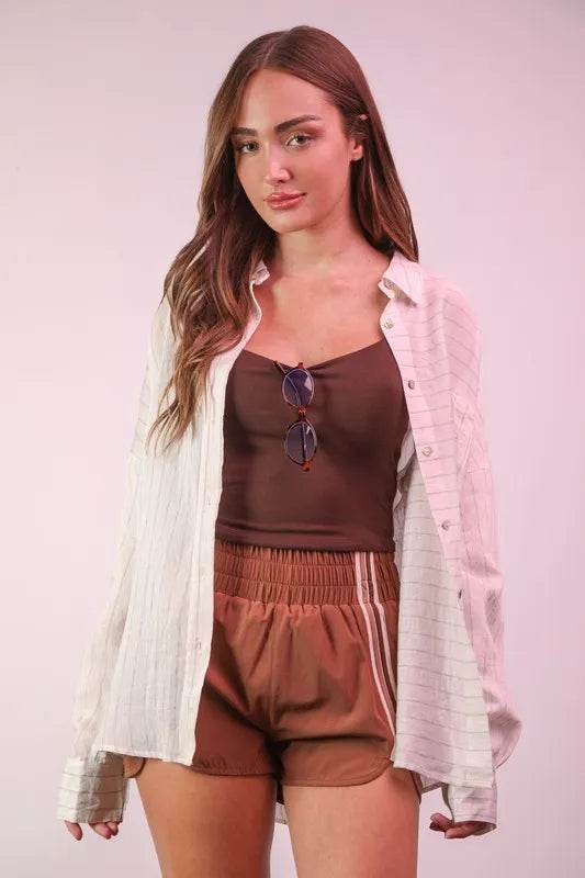 VERY J Oversized Striped Button Down Shirt Top Trendsi 7c6698b82d334a6181aff67aca09a158-Max-Origin