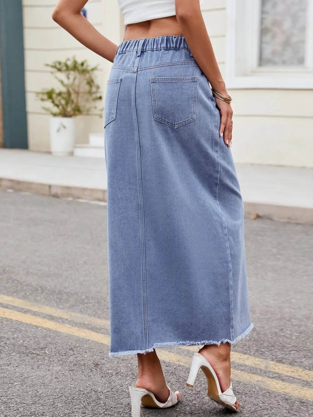 Slit Asymmetrical Waist Denim Skirt Trendsi 7cab6b9e-6b26-4ffa-9d4d-1a0ceedabe1f-Max