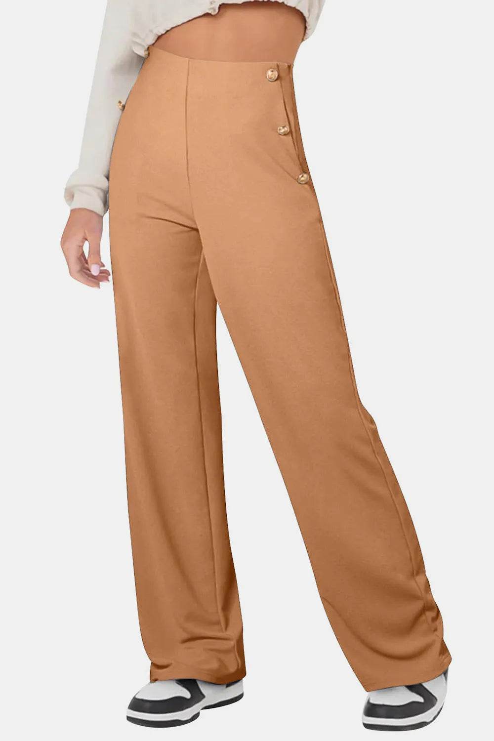 Decorative Button High Rise Pants Trendsi 7ccde2b2-52f7-4626-9a8d-d53317c4934f-Max
