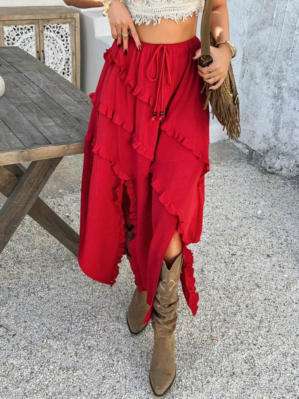 Devine Slit Drawstring Ruffled Skirt Trendsi 7cf6e917-4f2f-4011-bc9f-fd0369e0bca0-Max