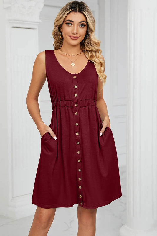 Buttoned Wide Strap Mini Dress Trendsi 7d055311-d902-4a17-b796-1d115eae038d-Max