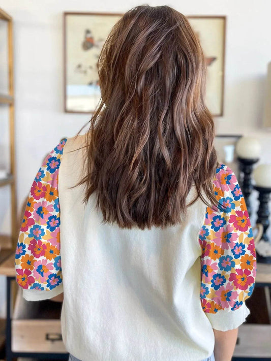 Floral Puff Sleeve Round Neck T-Shirt Trendsi 7d0f3260-e9ef-4d5d-983e-a5a423309294-Max-Origin