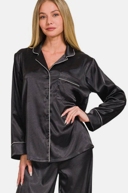 Zenana Satin Long Sleeve Shirt and Pants Pajama Set Trendsi 7d200f1a-d98a-43a9-b25f-e0bfdd05b1ef-Max