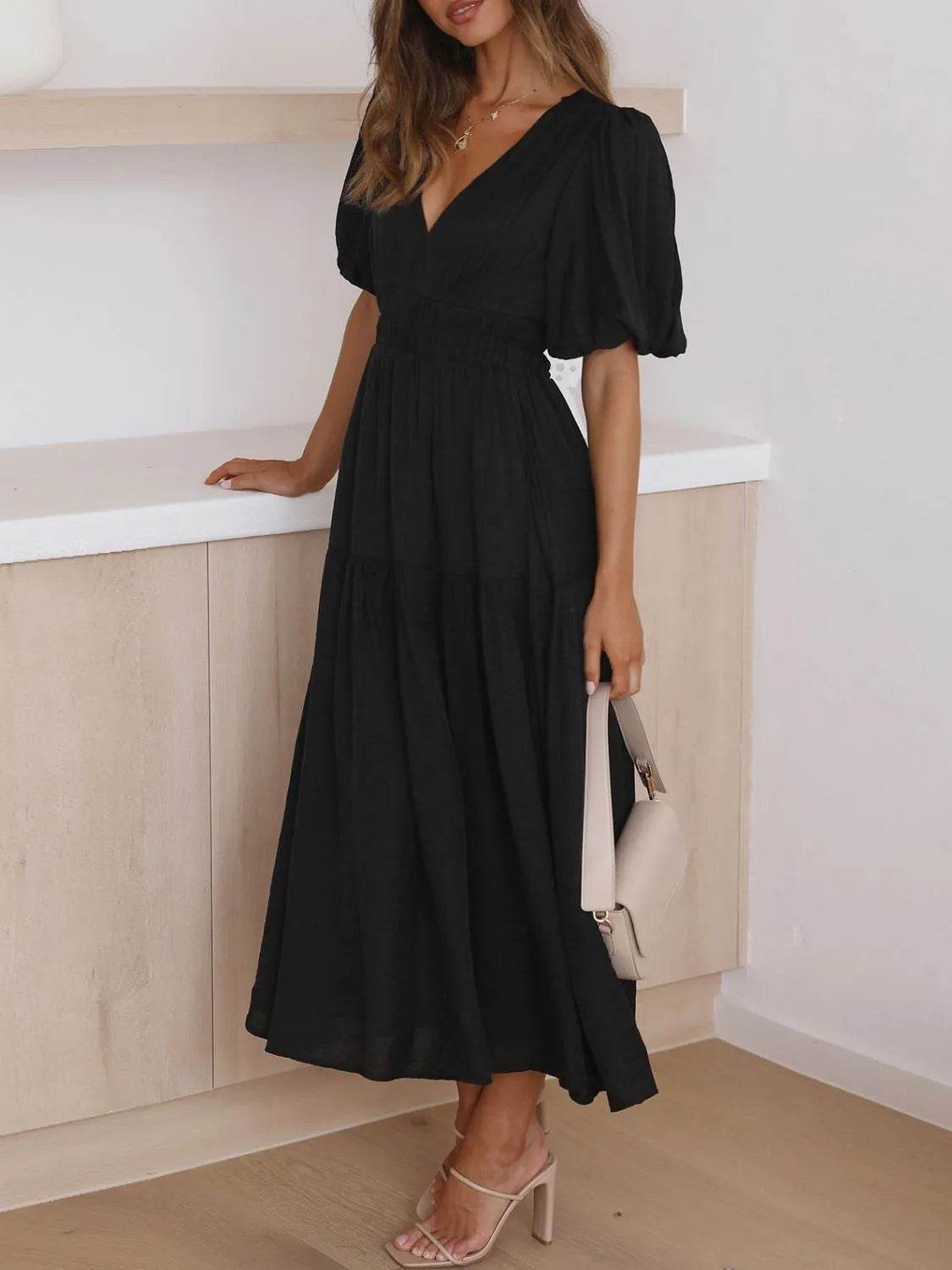 V-Neck Puff Sleeve Midi Dress Trendsi 7d87fd29-35f9-42d4-b0ba-19b4a53cd537-Max-Origin