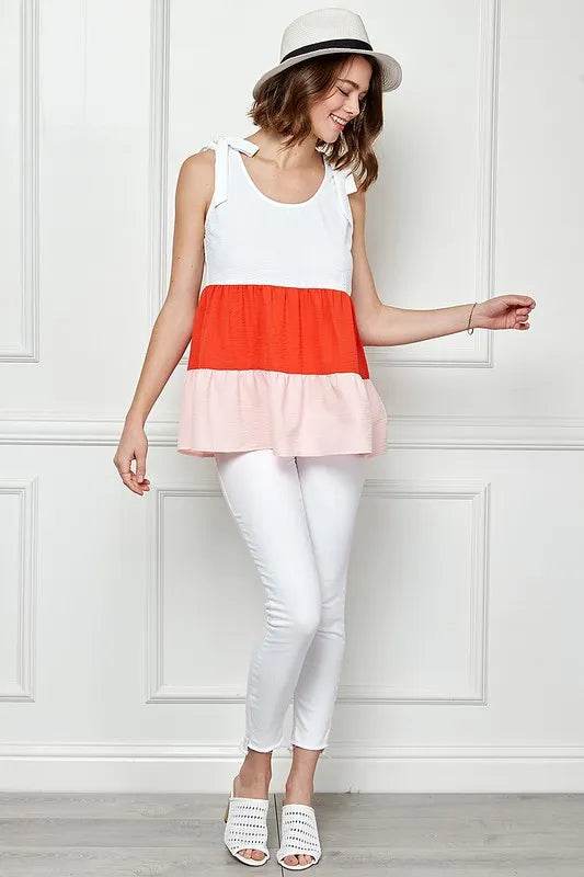 Lime 'N' Chili Color Block Sleeveless Tie Shoulder Babydoll Top Trendsi 7dbee0de057b4fcea539f472fa355096-Max-Origin