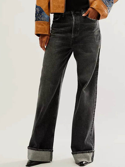 Cuffed Jeans with Pockets Black Trendsi 7dca1752-c685-451b-94a4-c1bdb9665518-Max