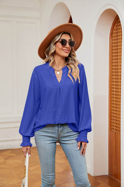 Notched Neck Flounce Sleeve Blouse Trendsi 7e24c967fcce4be88a6bf6ad10b9afc9-Max