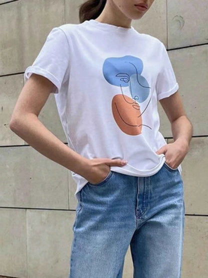Abstract Face Graphic Casual Round Neck T-Shirt Trendsi 7e24d5ac-3b9c-4754-a4d1-9b9034e50341-Max-Origin