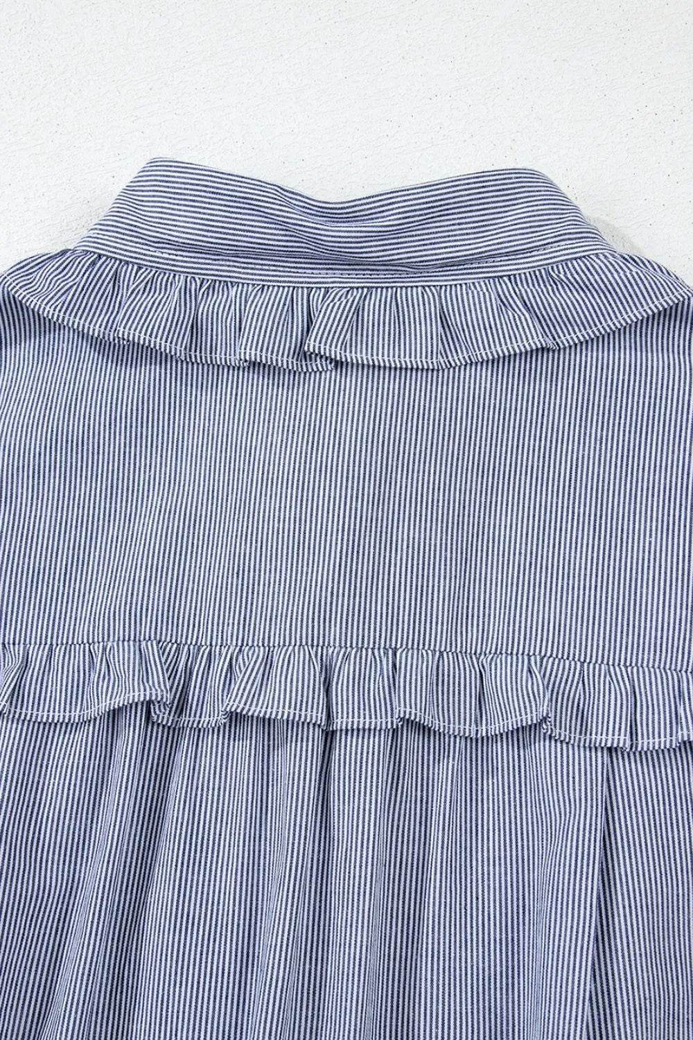 Stripe Frilled Ruffled Cap Sleeve Button Up Mini Dress Trendsi 7e2d7913-897d-4907-ad9a-bb7bd6567573-Max