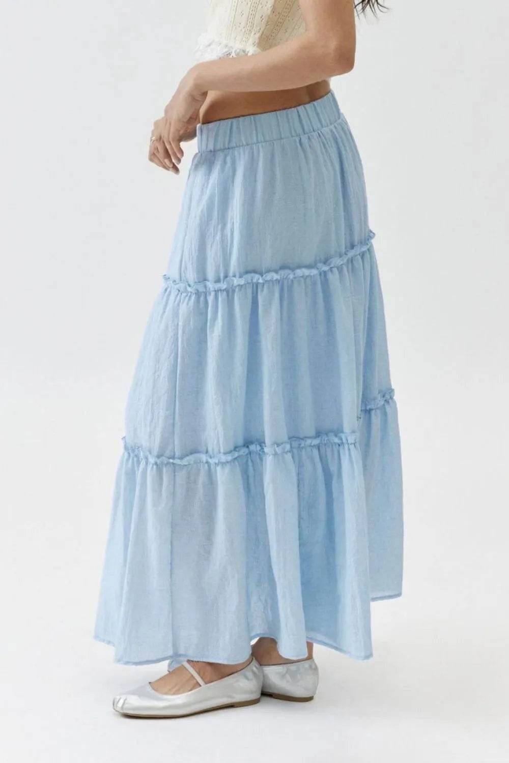 Frill Elastic Waist Skirt Trendsi 7e3347e4-90c0-429d-9023-85f6255fe227-Max