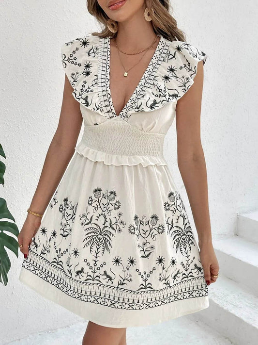 Smocked Ruffled Cap Sleeve Mini Dress Cream Trendsi 7e37f221-c1c8-4681-8dd5-5987e6e3c302-Max-Origin